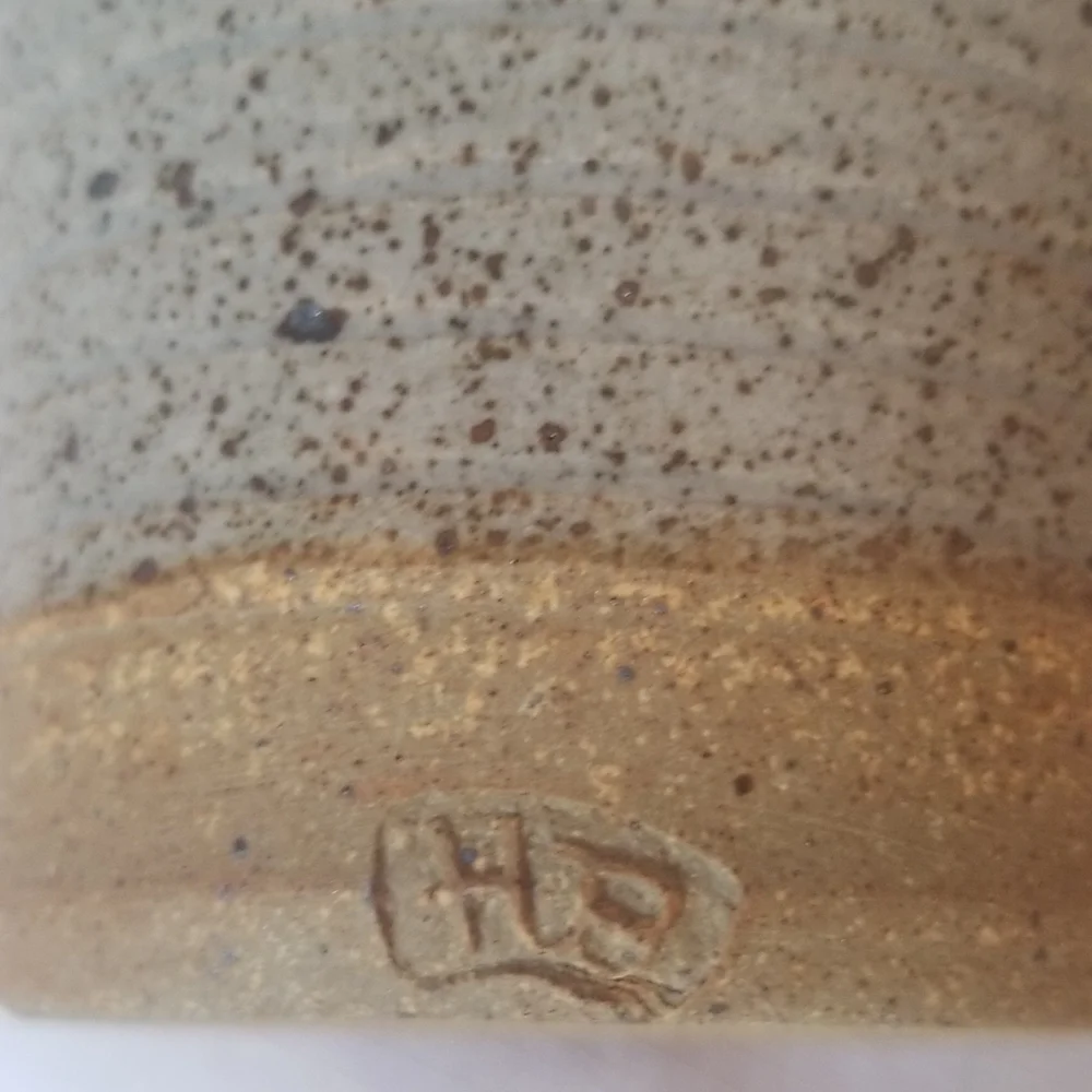 Vintage Handcrafted Ceramic Vase with Blue and Brown Accents